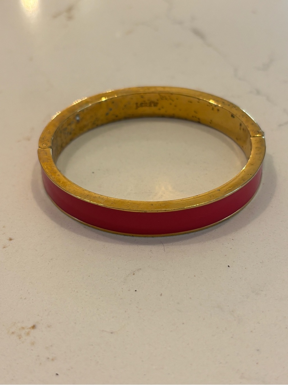 J. Crew Gold-Tone Bangle with Pink Enamel Band